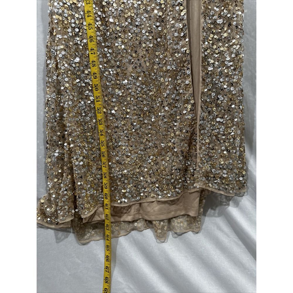 NEW $338 Mac‎ Duggal [ 0 ] Sequin One Shoulder Gown 10729  Nude Gold #S1145 - Picture 8 of 15
